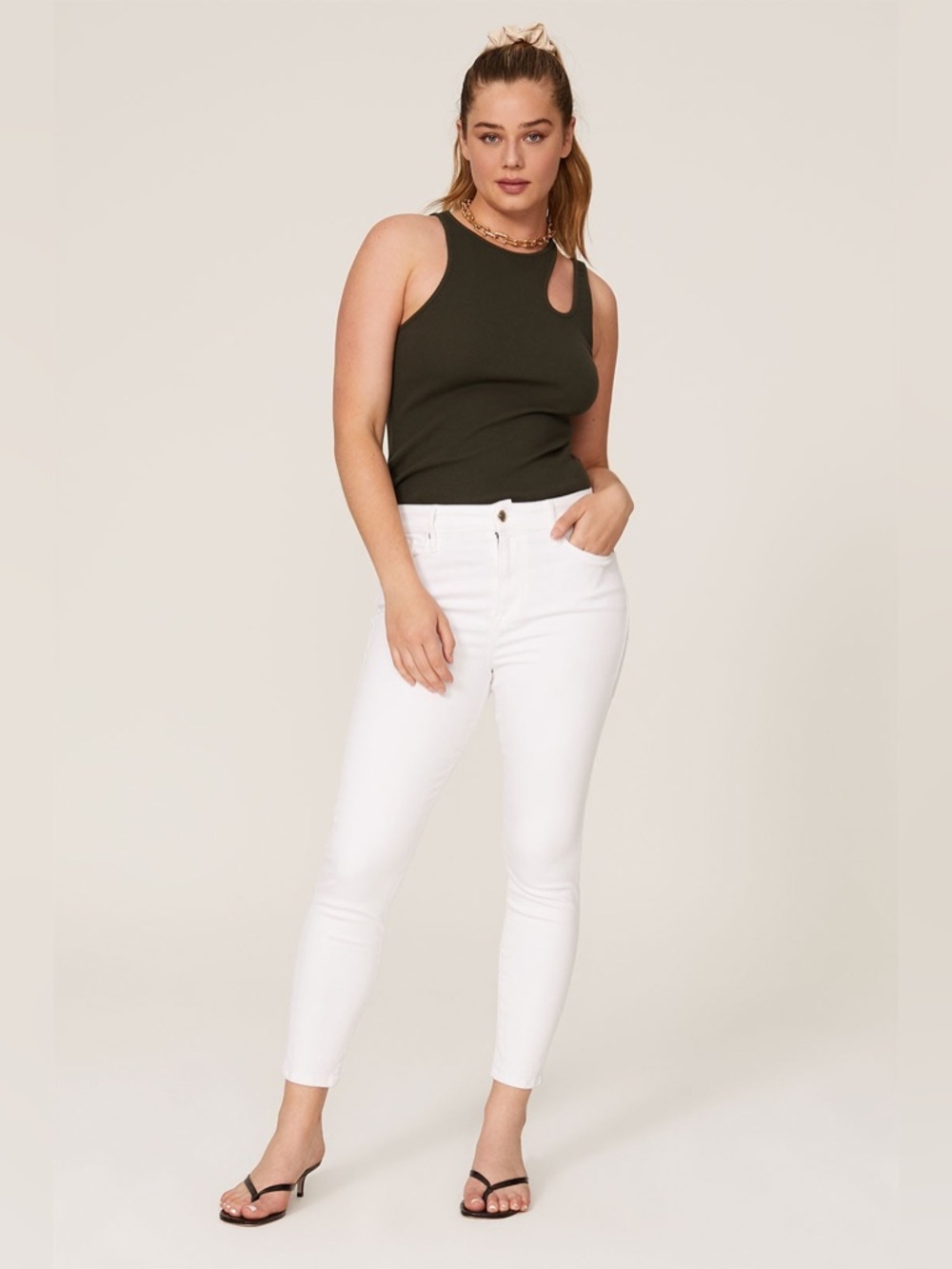 NEW w/Tags Good American Good Legs Crop White High-Rise Jeans Size 16